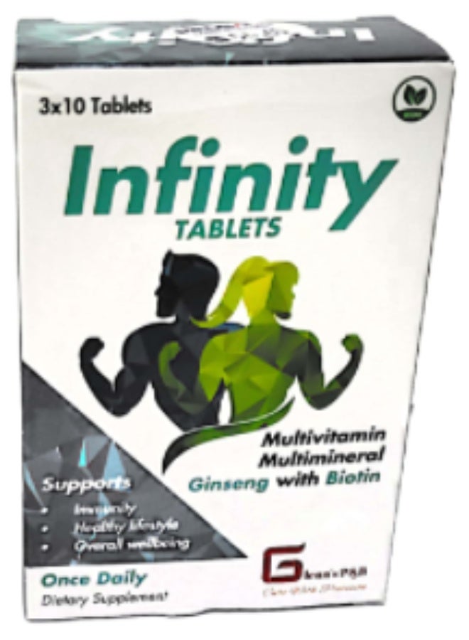 Vegan Glenn’s Infinity Multivitamin & Multimineral Tablets with Ginseng & Biotin – Daily Energy, Immunity & Hair-Skin Support, 30 Tablets - Image 4